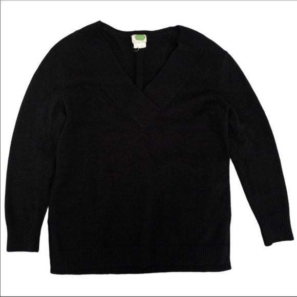 Anthropologie VNeck Black Wool Sweater Side Slit Size S. - Picture 2 of 11